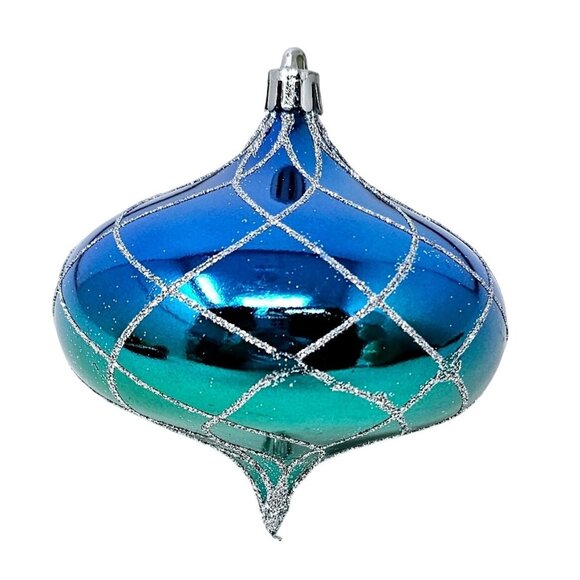 Blue and Green Ombre Onion Christmas Ornaments (Set of 4) - Picture 2 of 5